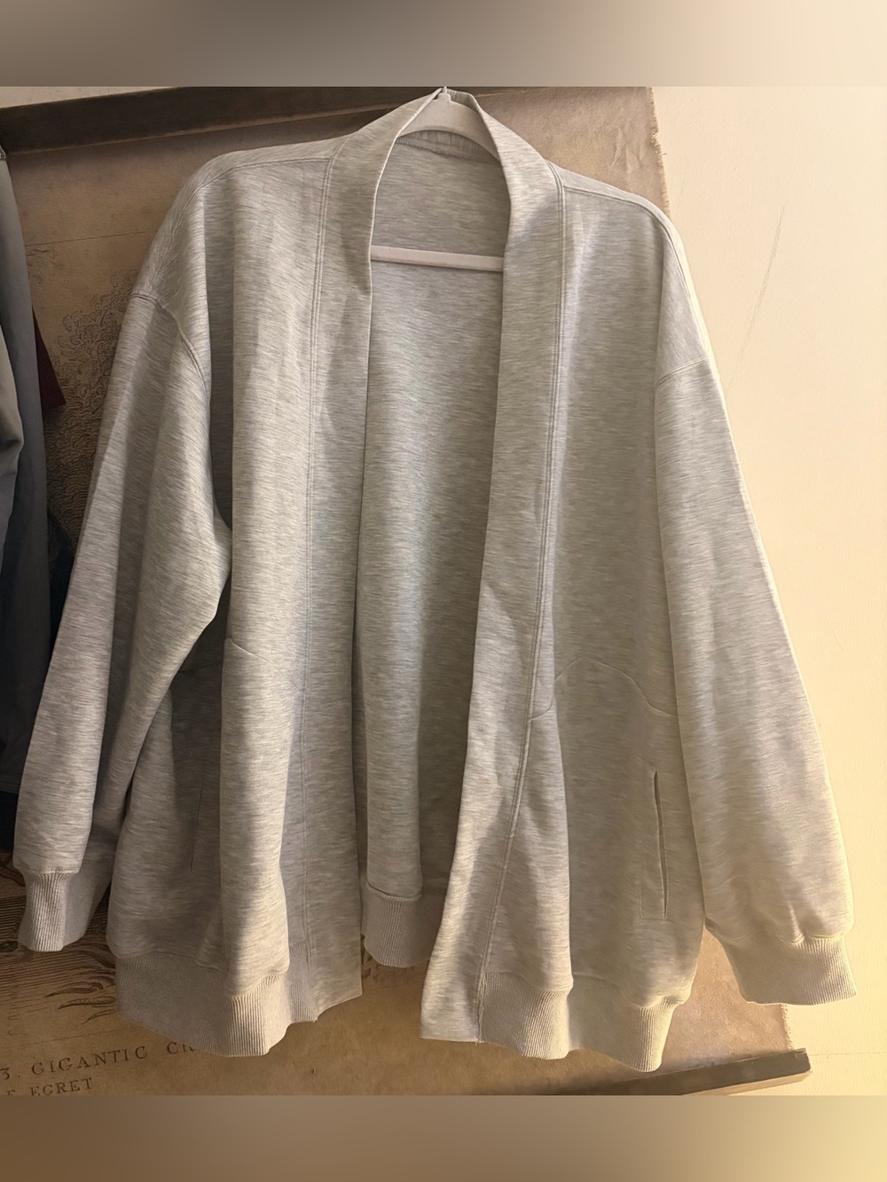 New Licobod Open Front Heather Gray Sweatshirt Cardigan SZ XL *